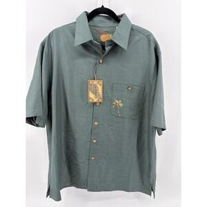 Caribbean Embroidered Relax Shirt, Sage Green, Mens Large, NWT